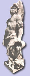 Kamenná socha sv. Floriána z r. 1772 od J. Scherhaufa.