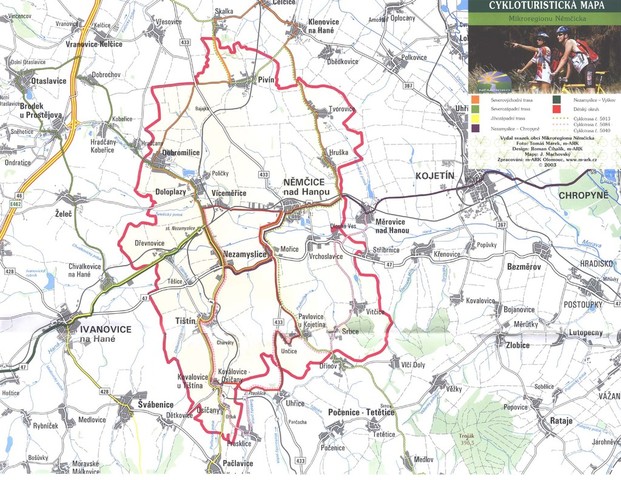 Cykloturistická mapa tras v Mikroregionu Němčicko